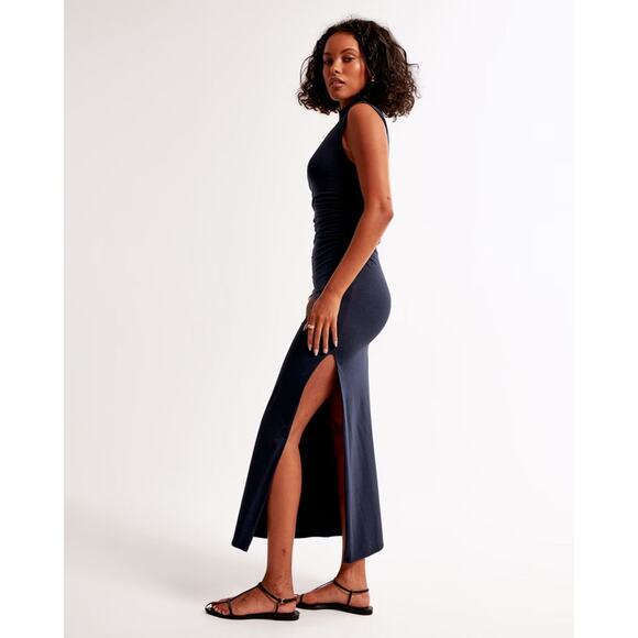 Abercrombie & Fitch The A&F Paloma Midi Dress Dark Indigo - S - Picture 3 of 5